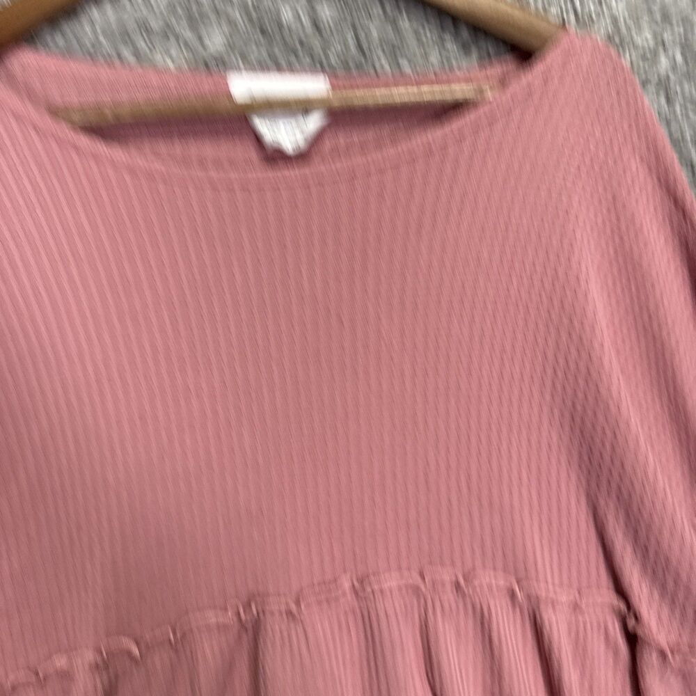 Sadie & Sage Women’s Waffle Knit Boxy Peplum Blouse Top Medium Pink - Picture 5 of 14